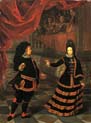 elector palatine and his wife in spanish costumes dancing